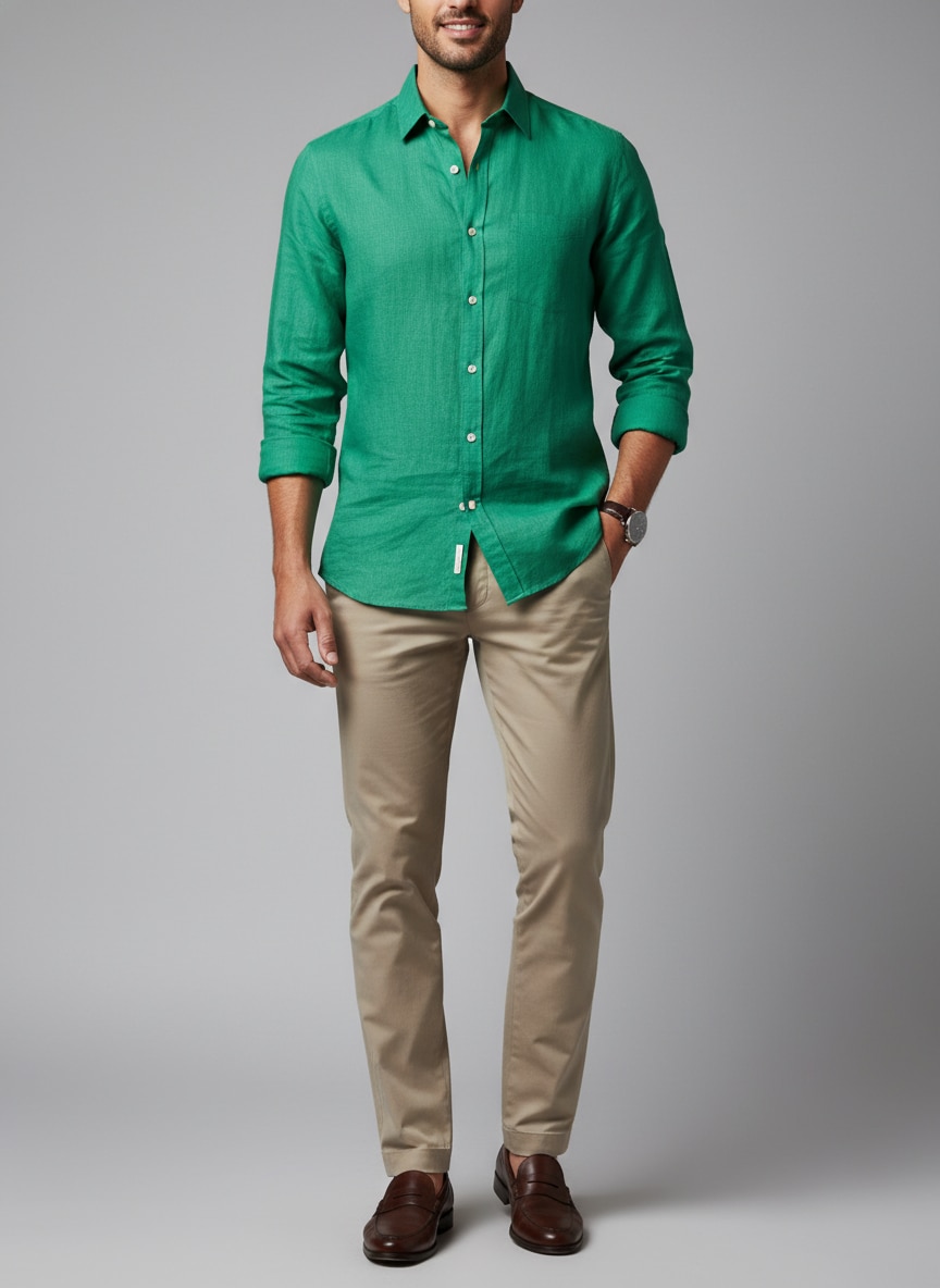 Outfit Camisa Verde Hombre
