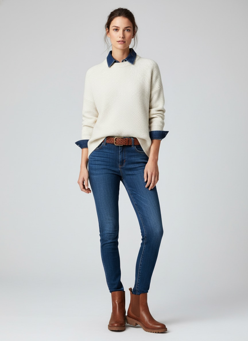 Outfit Con Camisa De Mezclilla Mujer