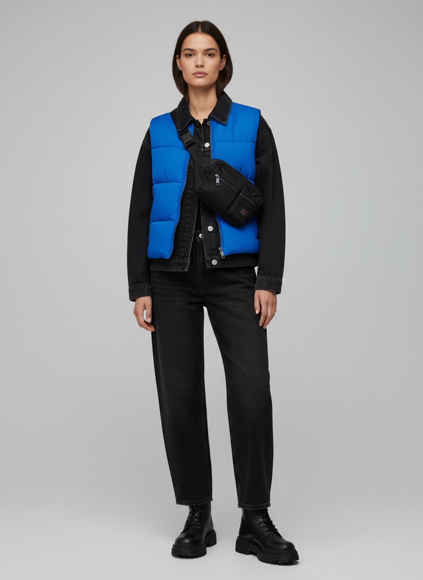 Outfit Con Chaleco De Mezclilla Mujer