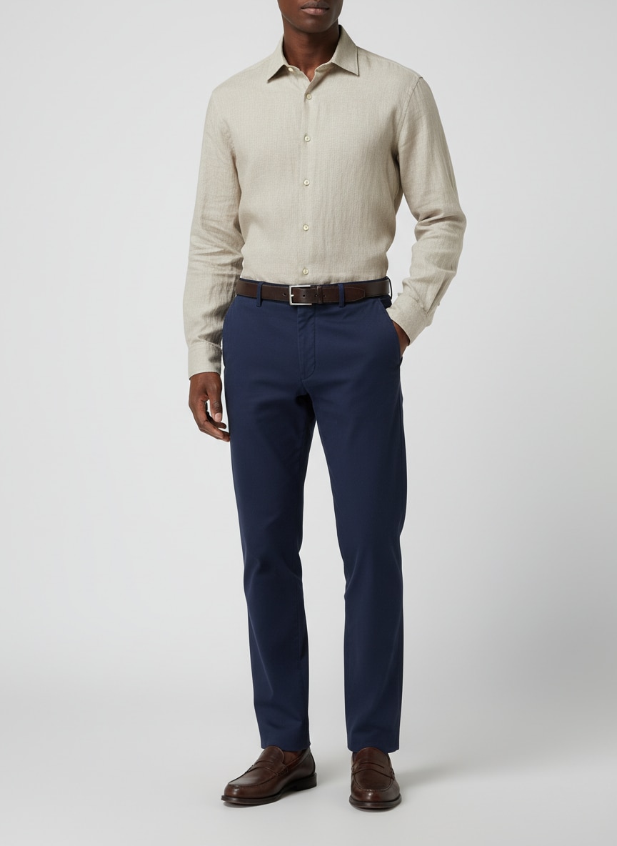 Outfit Con Pantalon Beige Hombre