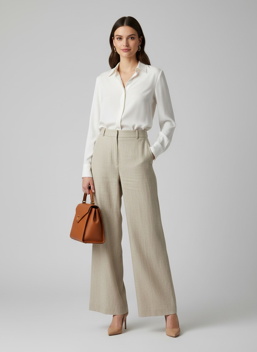 Outfit Con Pantalon Beige Mujer