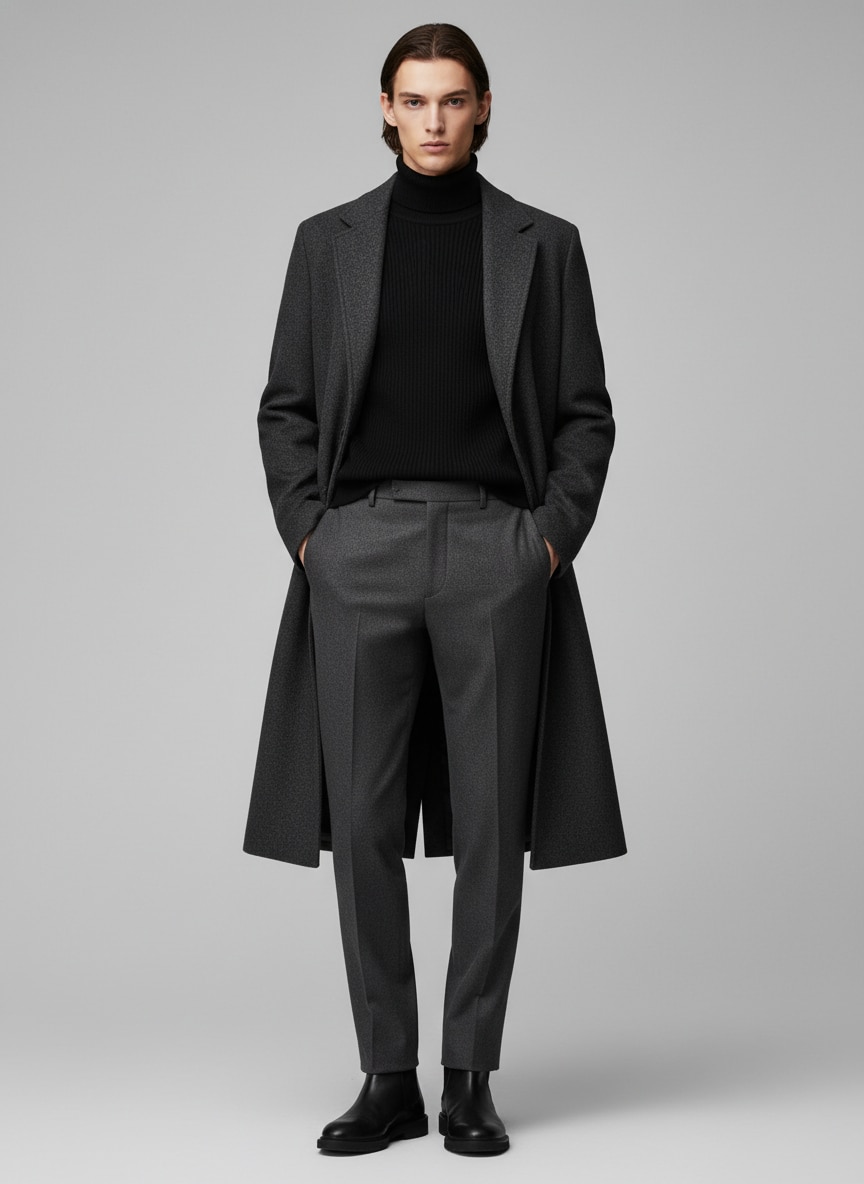 Outfit Cuello Tortuga Negro Hombre