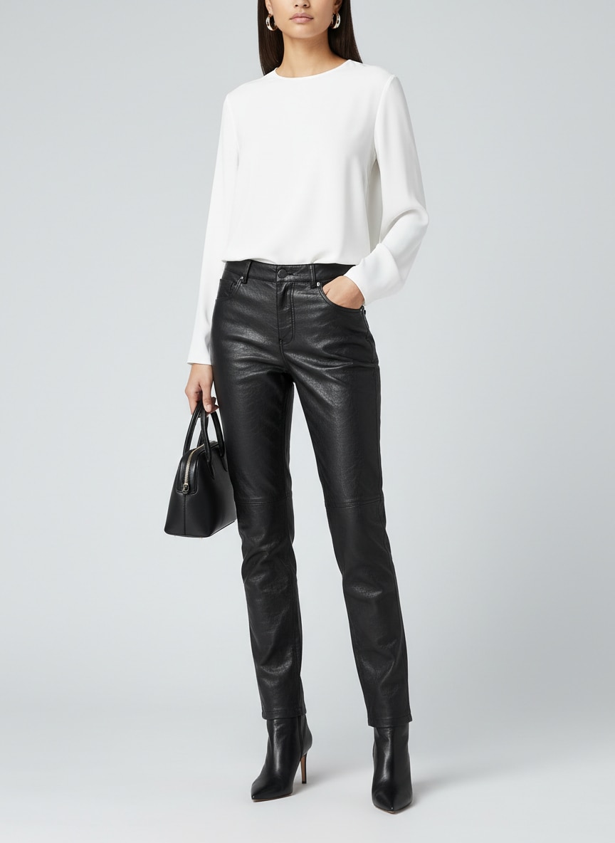 Outfit Pantalon De Cuero Mujer