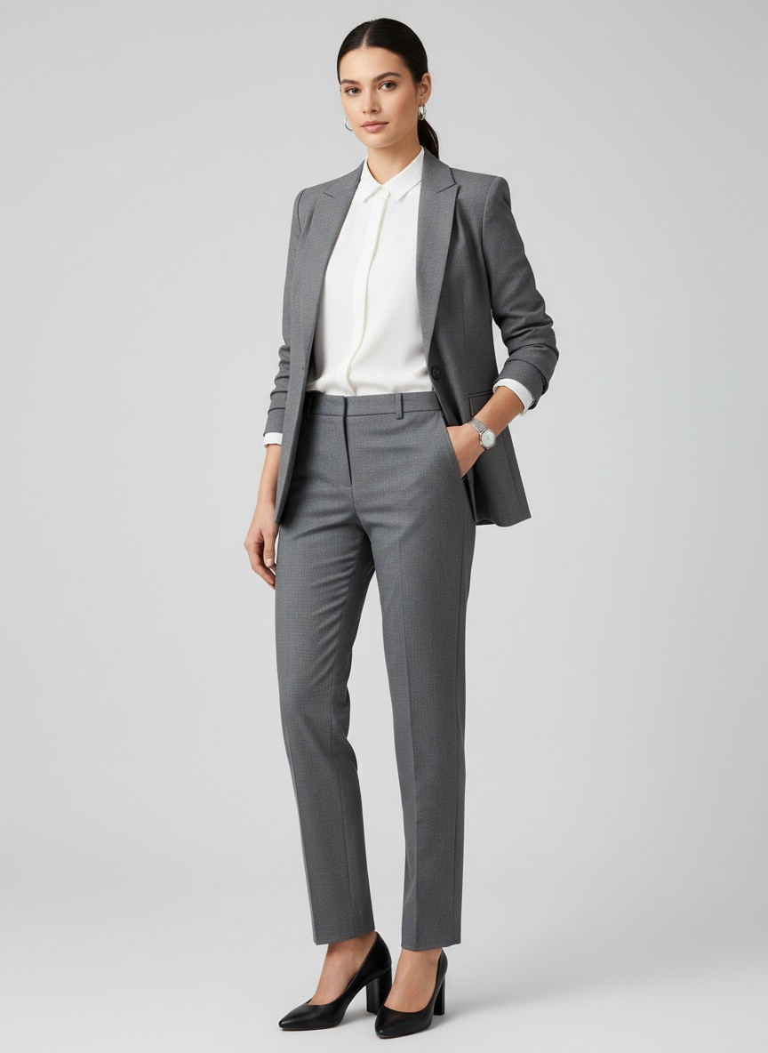 Outfit Pantalon Gris Mujer Oficina